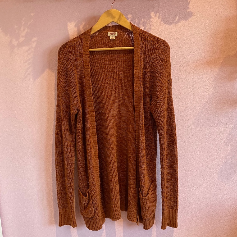 deep orange long knit cardigan